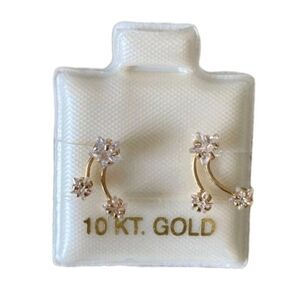 Oro 10k Mex. EarringsBroquel COMETA Gold Shooting Star CZ Stud Comet Arete